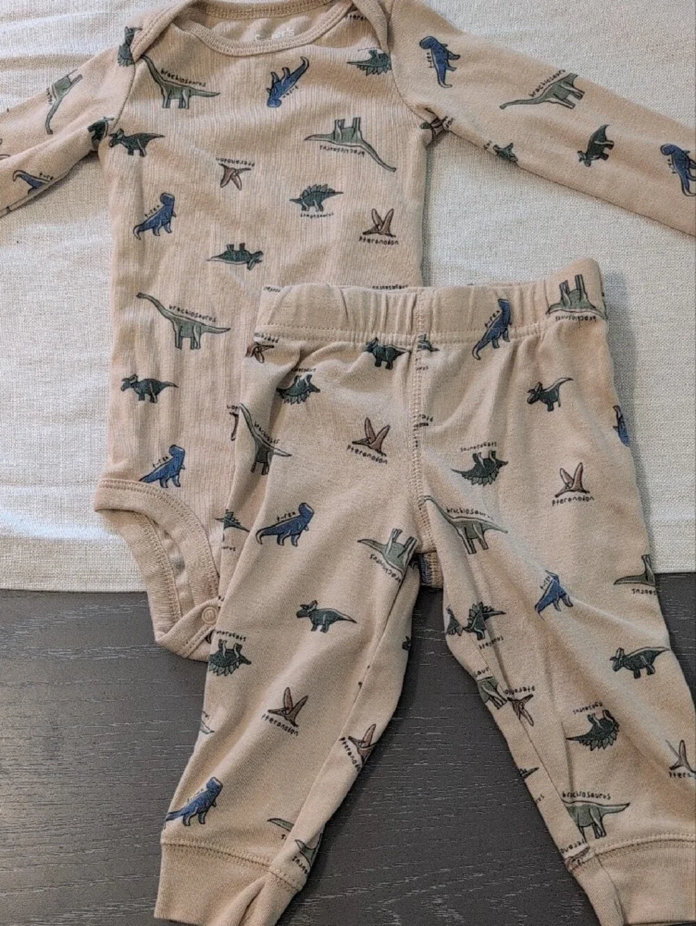 Carter's Beige Dinosaur Print Kids Pajama Set